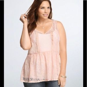 Torrid baby pink lace top
